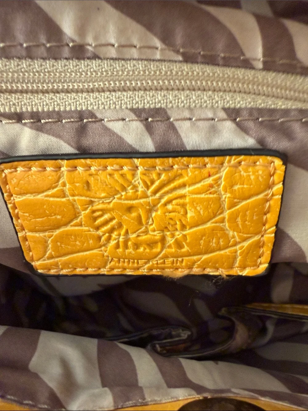 Anne Klein Mustard Croc-Embossed Top-Handle Satchel